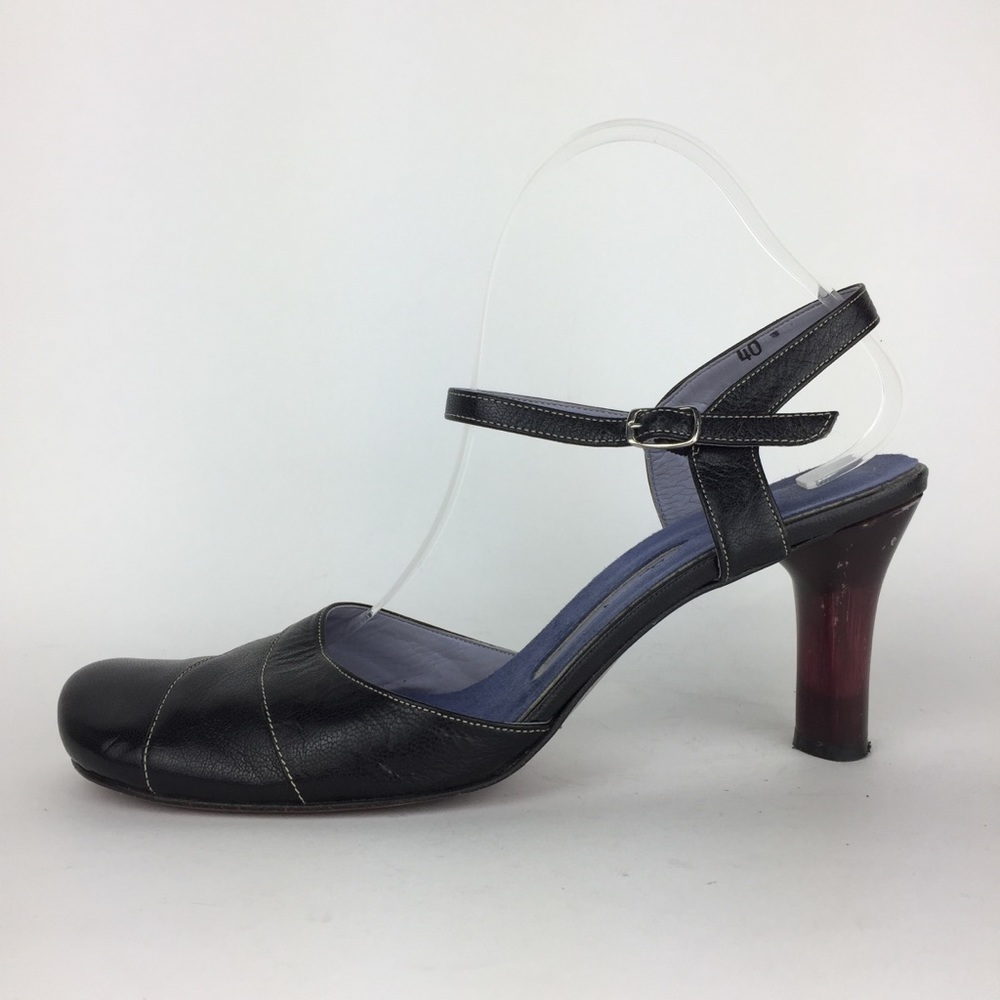 Lisa Nading | Black Leather Strappy Heels